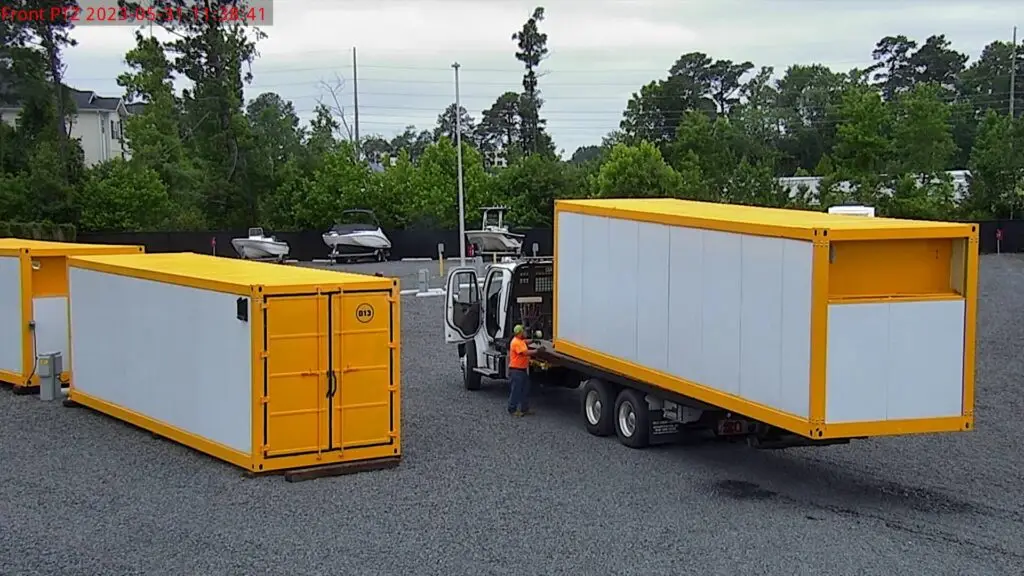 Work Container being delivered by truck